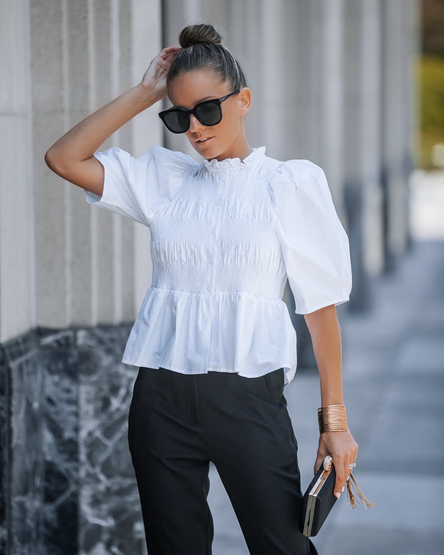 Puff Sleeve Poplin Crop Shirts
