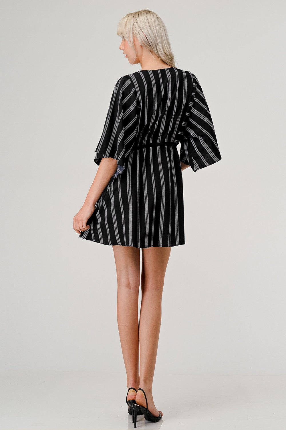 Stripe Tied Waist Kimono Dress